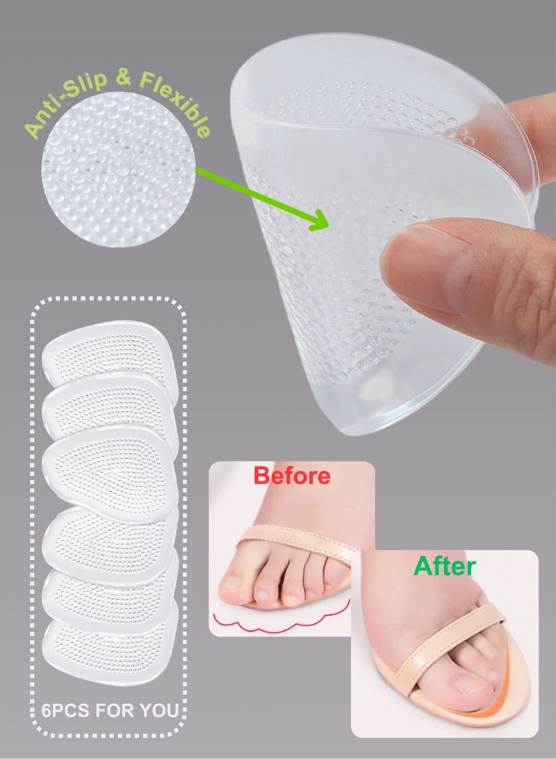 6 قطع من وسادات الجل لباطن القدم للنساء، وسادات مضادة للانزلاق لكرة القدم للكعب العالي والصنادل، نعلات لاصقة لتخفيف الألم - Image 1